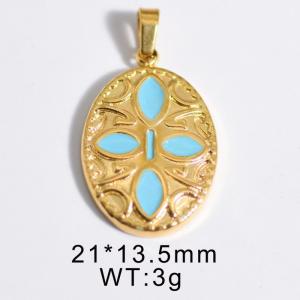 Fashion French style gold oval pendant - KP119956-WGYC