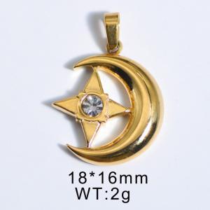 Stylish French style gold plated and diamond-encrusted stainless steel star Moon pendant - KP119959-WGYC