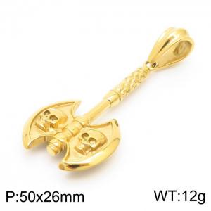 Gothic Style Tomahawk Pendant Gold Plated Stainless Steel Necklace Jewelry Accessories - KP119985-KJX