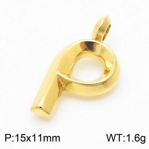 Stainless steel electroplated gold fashionable personalized letter P pendant pendant - KP120163-Z