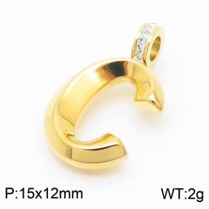 15x12mm Zirconia Balloon C Alphabet Charm Stainless Steel 304 Gold Color for Men and Womon - KP120202-Z