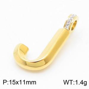 15x11mm Zirconia Balloon J Alphabet Charm Stainless Steel 304 Gold Color for Men and Womon - KP120223-Z