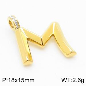 18x15mm Zirconia Balloon M Alphabet Charm Stainless Steel 304 Gold Color for Men and Womon - KP120235-Z