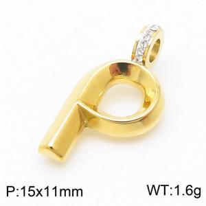 15x11mm Zirconia Balloon P Alphabet Charm Stainless Steel 304 Gold Color for Men and Womon - KP120241-Z