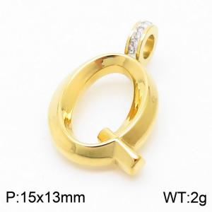15x11mm Zirconia Balloon Q Alphabet Charm Stainless Steel 304 Gold Color for Men and Womon - KP120244-Z