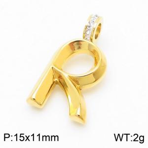 15x11mm Zirconia Balloon R Alphabet Charm Stainless Steel 304 Gold Color for Men and Womon - KP120247-Z