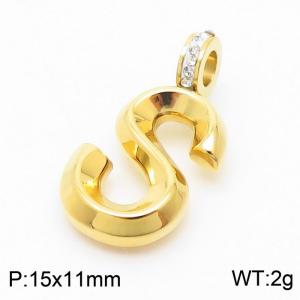 15x11mm Zirconia Balloon S Alphabet Charm Stainless Steel 304 Gold Color for Men and Womon - KP120250-Z