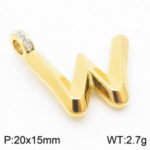 20x15mm Zirconia Balloon W Alphabet Charm Stainless Steel 304 Gold Color for Men and Womon - KP120262-Z