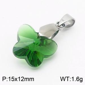 Green Color Crystal Glass Butterfly Pendant For Women Jewelry - KP120282-Z