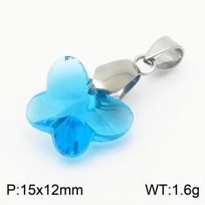 Blue Color Crystal Glass Butterfly Pendant For Women Jewelry - KP120283-Z