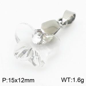 White Color Crystal Glass Butterfly Pendant For Women Jewelry - KP120285-Z