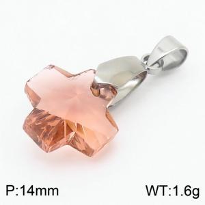 Pink Color Crystal Glass Cross Pendant For Women Jewelry - KP120288-Z