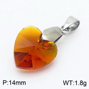 Brown Color Crystal Glass Heart Pendant For Women Jewelry - KP120293-Z