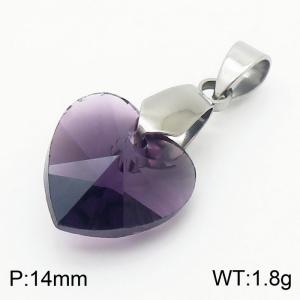 Purple Color Crystal Glass Heart Pendant For Women Jewelry - KP120295-Z