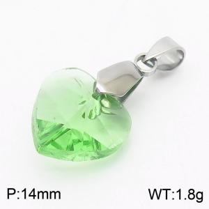 Green Color Crystal Glass Heart Pendant For Women Jewelry - KP120297-Z
