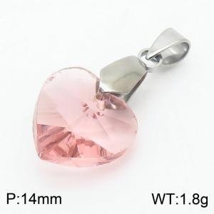 Pink Color Crystal Glass Heart Pendant For Women Jewelry - KP120298-Z