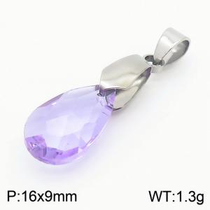 Purple Color Crystal Glass Water Droplet Pendant For Women Jewelry - KP120311-Z
