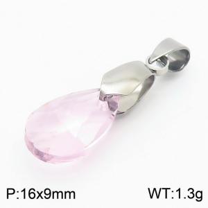 Pink Color Crystal Glass Water Droplet Pendant For Women Jewelry - KP120315-Z