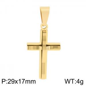 European and American fashion stainless steel creative double-layer cross charm gold pendant - KP130408-HR