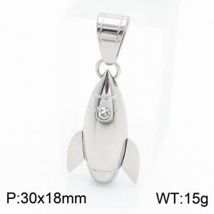 European and American fashion stainless steel creative single diamond rocket versatile silver pendant - KP130413-MZOZ