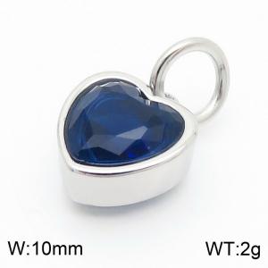 10mm Width Deep Blue Heart Pendant Charm Pendant Women Stainless Steel Silver Color - KP130446-LK