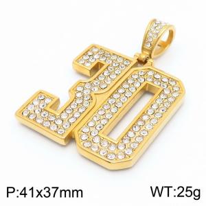 Wholesale Pvd Gold Plating Bling Rhinestone Hiphop Stainless Steel Number 30 Pendant - KP130461-MZOZ