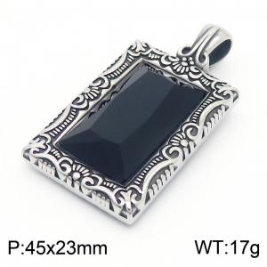 Gothic Punk Stainless Steel Black gemstone Pendant - KP130521-TGX