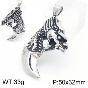 Gothic Punk Stainless Steel Dragon Pendant Color Silver - KP130529-TGX