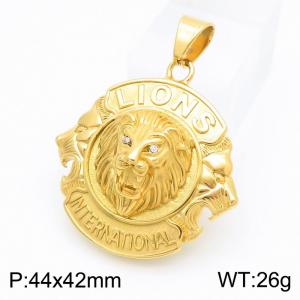 European and American fashion personality stainless steel creative animal three sided lion head temperament versatile gold pendant - KP130924-MZOZ