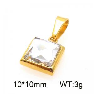 Stainless steel square crystal stone pendant - KP130955-Z