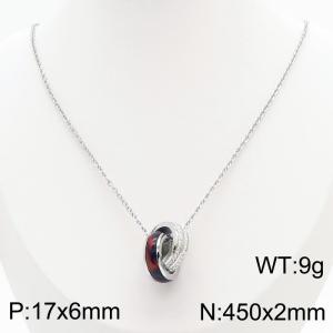Stainless Steel Stone & Crystal Pendant - KP43992-K