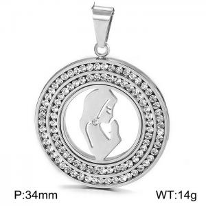 Stainless Steel Stone & Crystal Pendant - KP44568-K