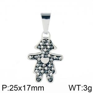 Stainless Steel Stone & Crystal Pendant - KP59145-K