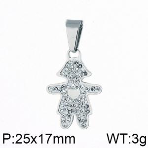 Stainless Steel Stone & Crystal Pendant - KP59148-K