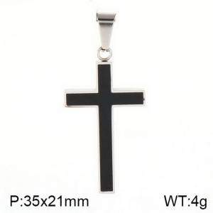 Stainless Steel Cross Black resin Pendant - KP77529-HR