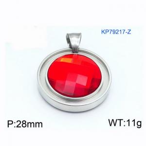 Women Stainless Steel Round Pendant with Red Zircon Charm - KP79217-Z