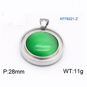 Women Stainless Steel Round Pendant with Cyan Shell Charm - KP79221-Z