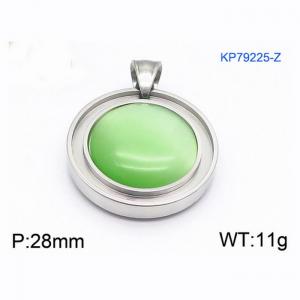 Women Stainless Steel Round Pendant with Light Green Shell Charm - KP79225-Z