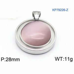 Women Stainless Steel Round Pendant with Flesh Color Shell Charm - KP79226-Z
