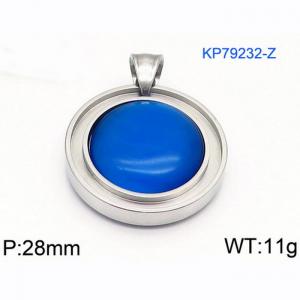 Women Stainless Steel Round Pendant with Blue Shell Charm - KP79232-Z