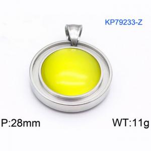 Women Stainless Steel Round Pendant with Yellow Shell Charm - KP79233-Z