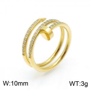 Stainless Steel Stone&Crystal Ring - KR101232-YH