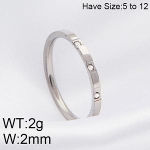 Stainless Steel Stone&Crystal Ring - KR101437-WGRH