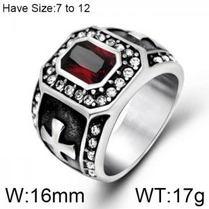 Stainless Steel Stone&Crystal Ring - KR102240-WGSJ