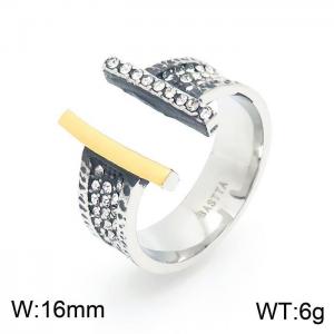 Stainless Steel Stone&Crystal Ring - KR103207-KC