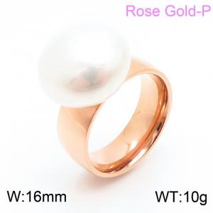 Stainless Steel Rose Gold-plating Ring - KR103420-K