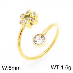 Stainless Steel Stone&Crystal Ring - KR103471-GC