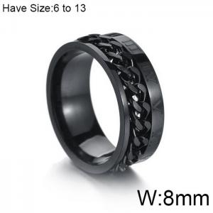 Stainless Steel Black-plating Ring - KR103556-WGFL