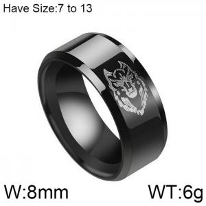 Stainless Steel Black-plating Ring - KR103564-WGFL