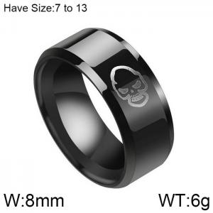 Stainless Steel Black-plating Ring - KR103565-WGFL